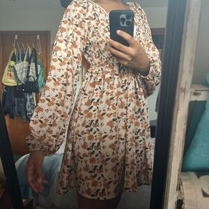 Floral print long sleeve dress